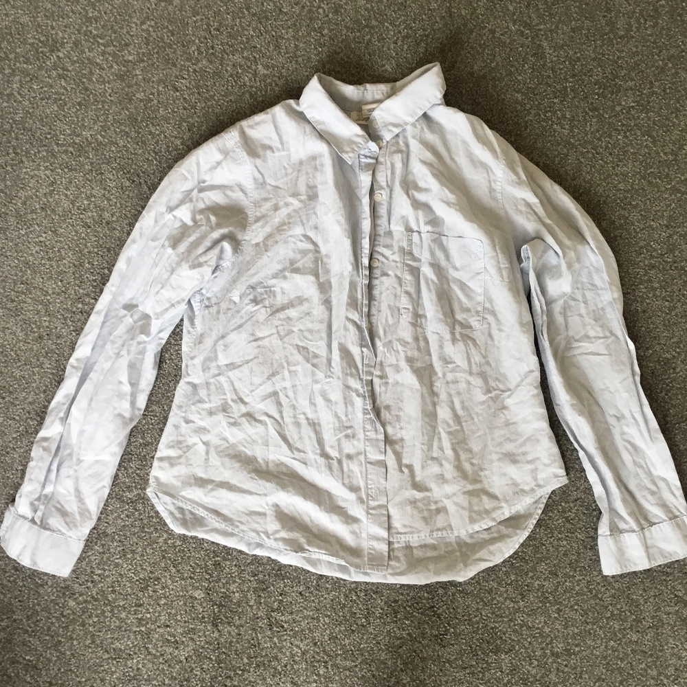 Sky Blue Striped Buttoned Summer Shirt